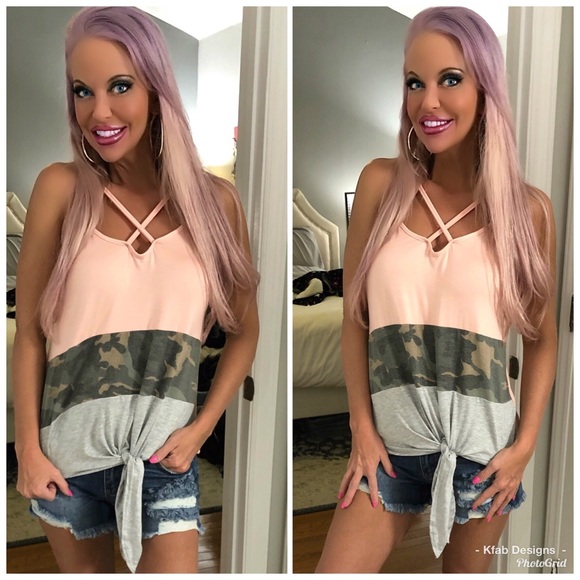 💕LAST 1! Camo Color Block Strappy Tank! So Cute! - Picture 3 of 8